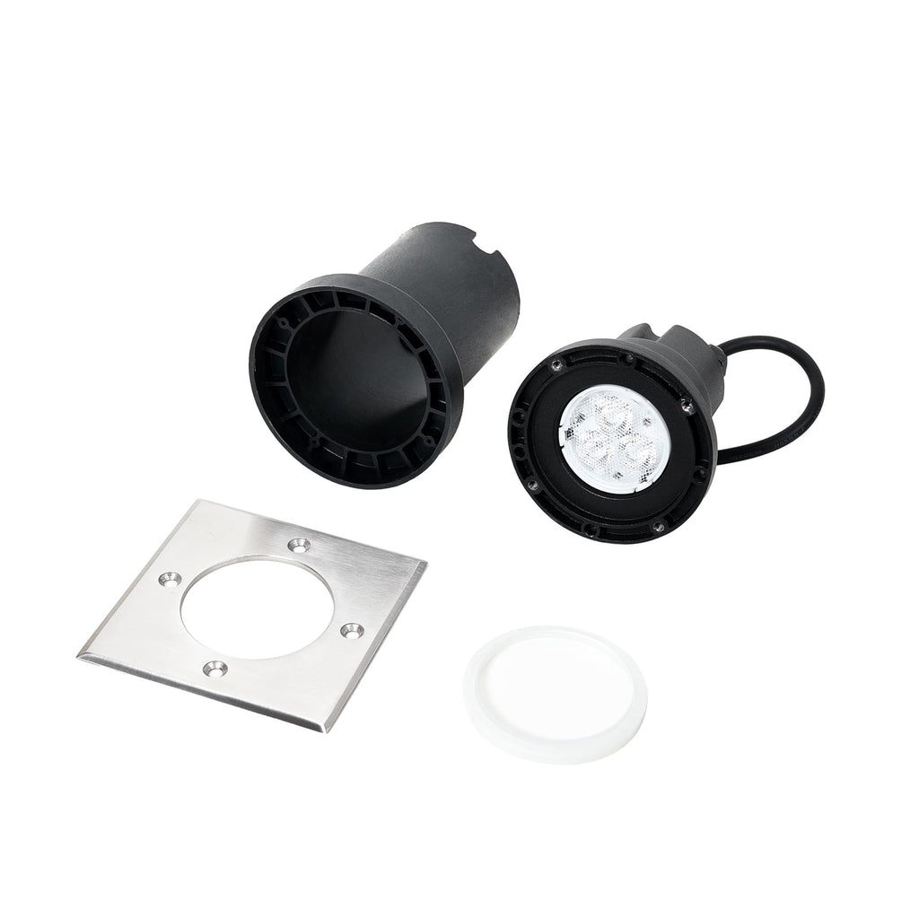 LED bakkespot Ava rustfritt stål 12x12 cm IP67 installasjonsdetalj
