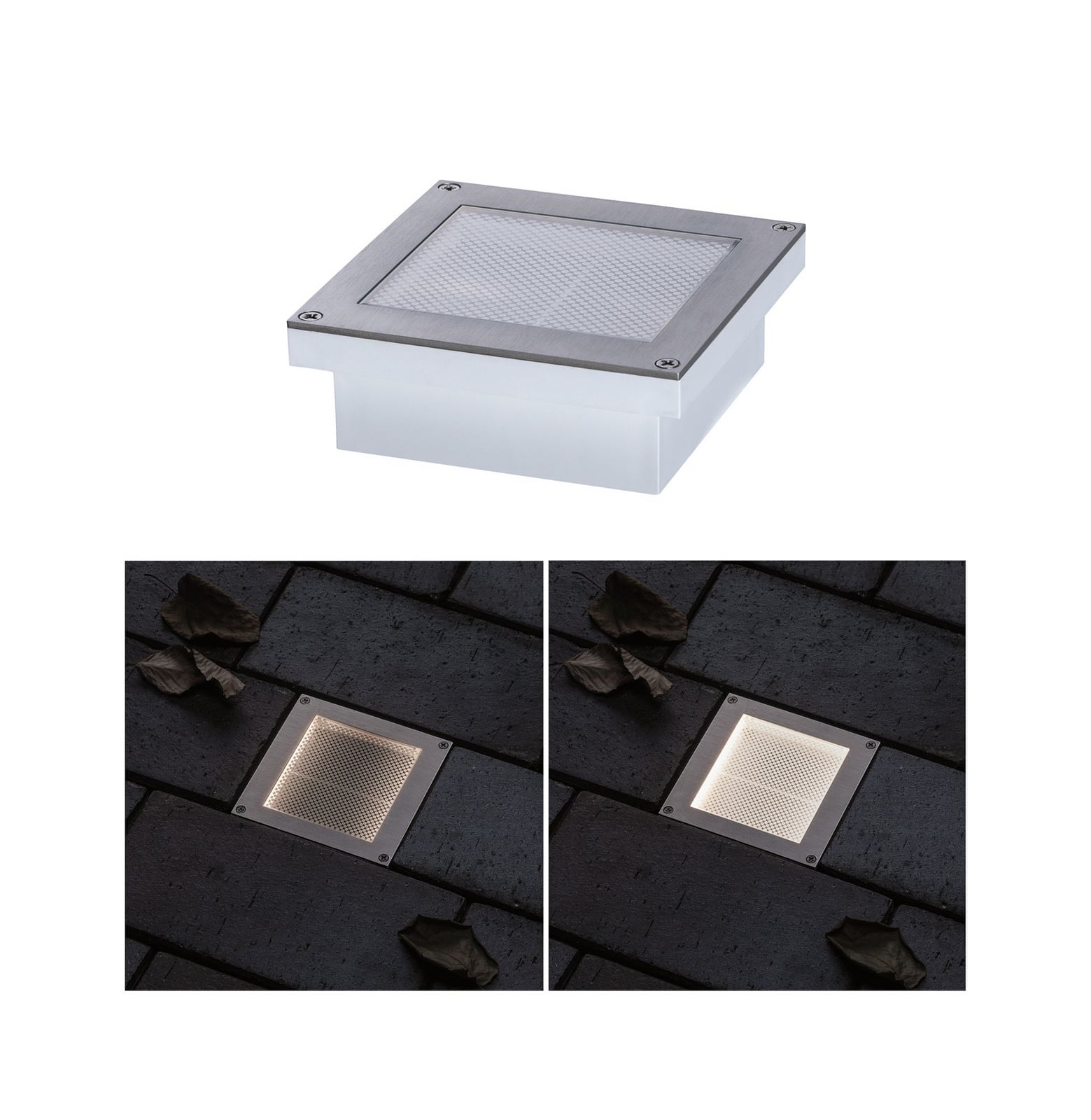 LED bakkespot Brick rustfritt stål 10x10 cm IP67 forfra