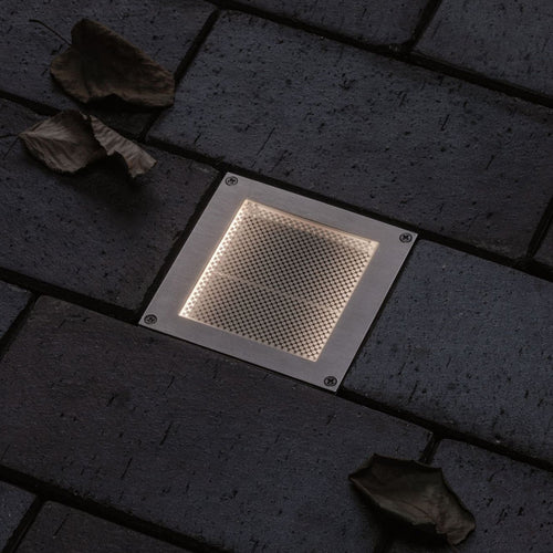 LED bakkespot Brick rustfritt stål 10x10 cm IP67 bakside