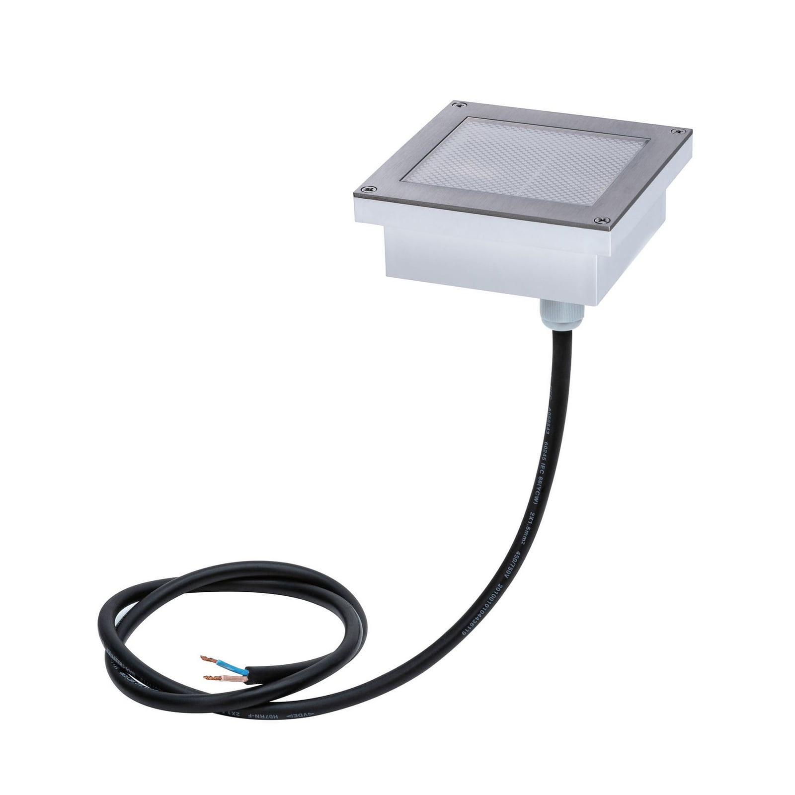 LED bakkespot Brick rustfritt stål 10x10 cm IP67 installasjonsdetalj