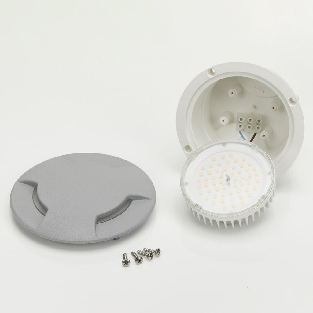 Nærbilde av LED bakkespot Ceci 160-3L grå CCT Ø16 cm IP67