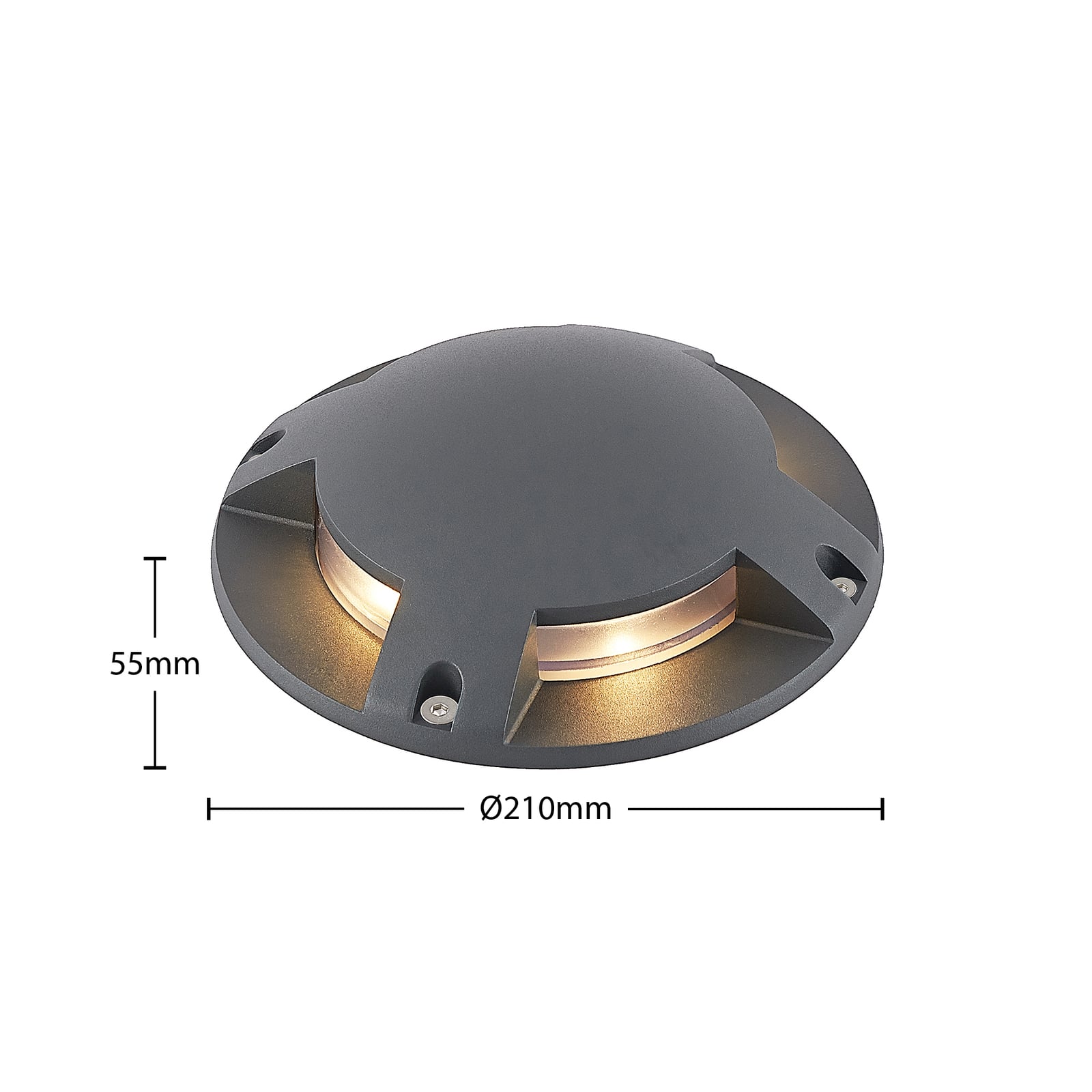 LED bakkespot Cormac 4-lys Ø21 cm IP67 mørkegrå med glassdiffusor
