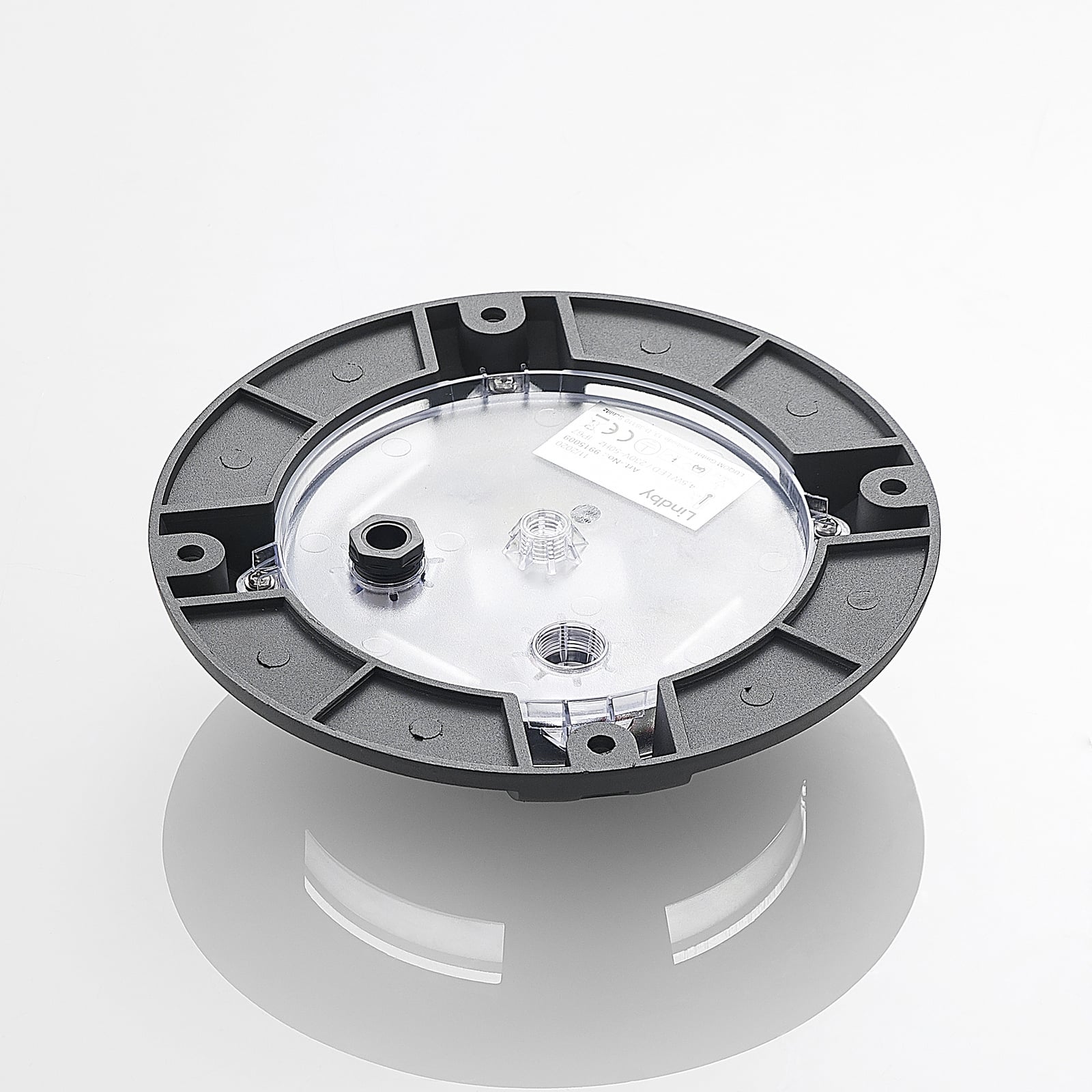 LED bakkespot Cormac 4-lys Ø21 cm IP67 mørkegrå i mørkt miljø