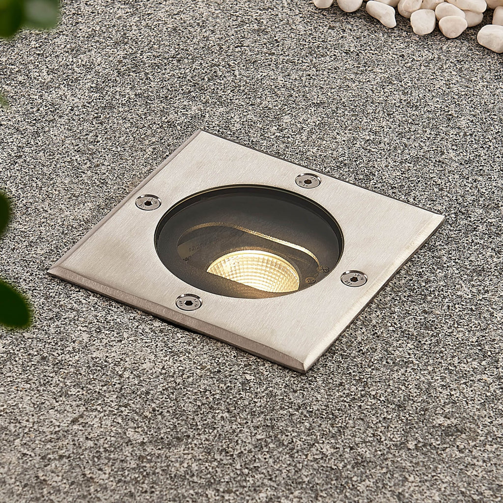 LED bakkespot Doris firkantet rustfritt stål 12 cm IP67 forfra