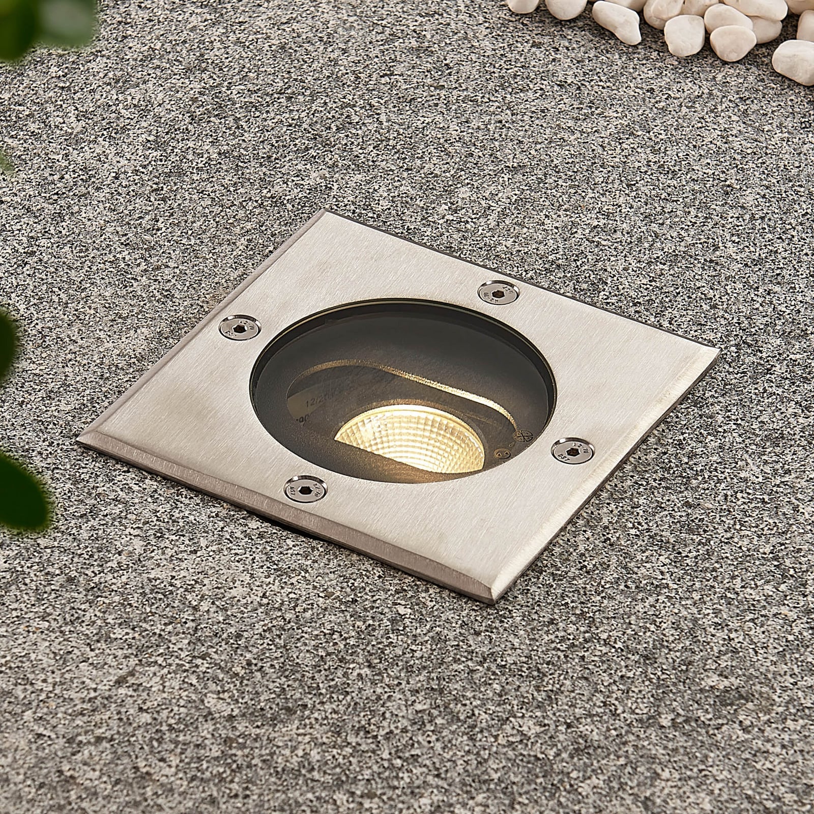 LED bakkespot Doris firkantet rustfritt stål 12 cm IP67 forfra