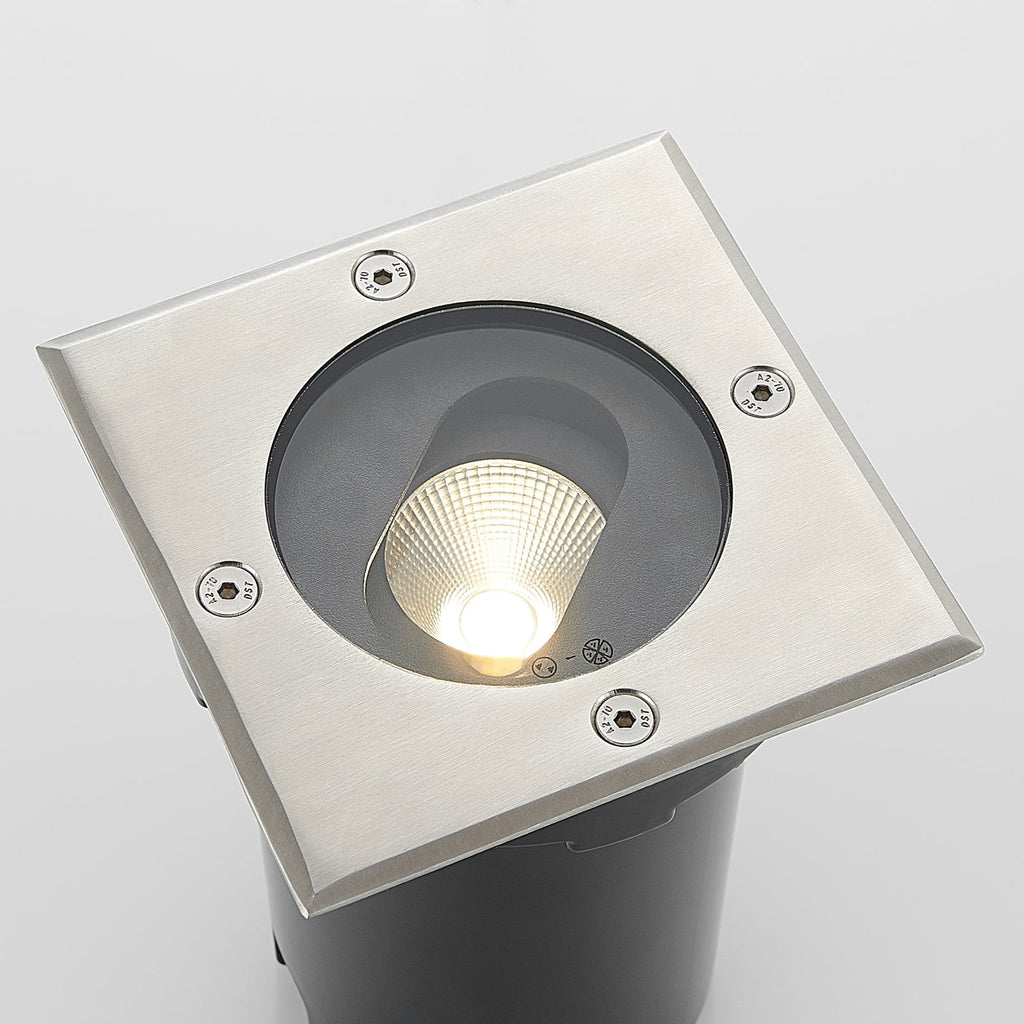 LED bakkespot Doris firkantet rustfritt stål 12 cm IP67 med justerbar LED-enhet