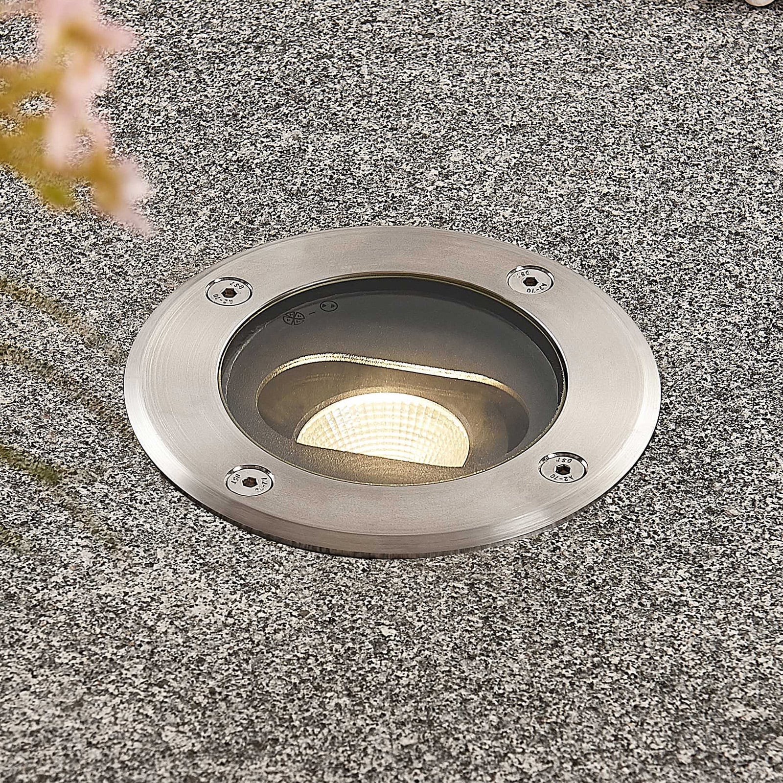 LED bakkespot Doris rund rustfritt stål Ø12 cm forfra