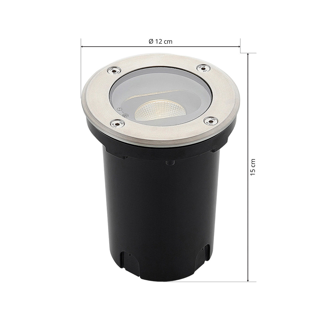 Oversikt over LED bakkespot Doris rund rustfritt stål Ø12 cm