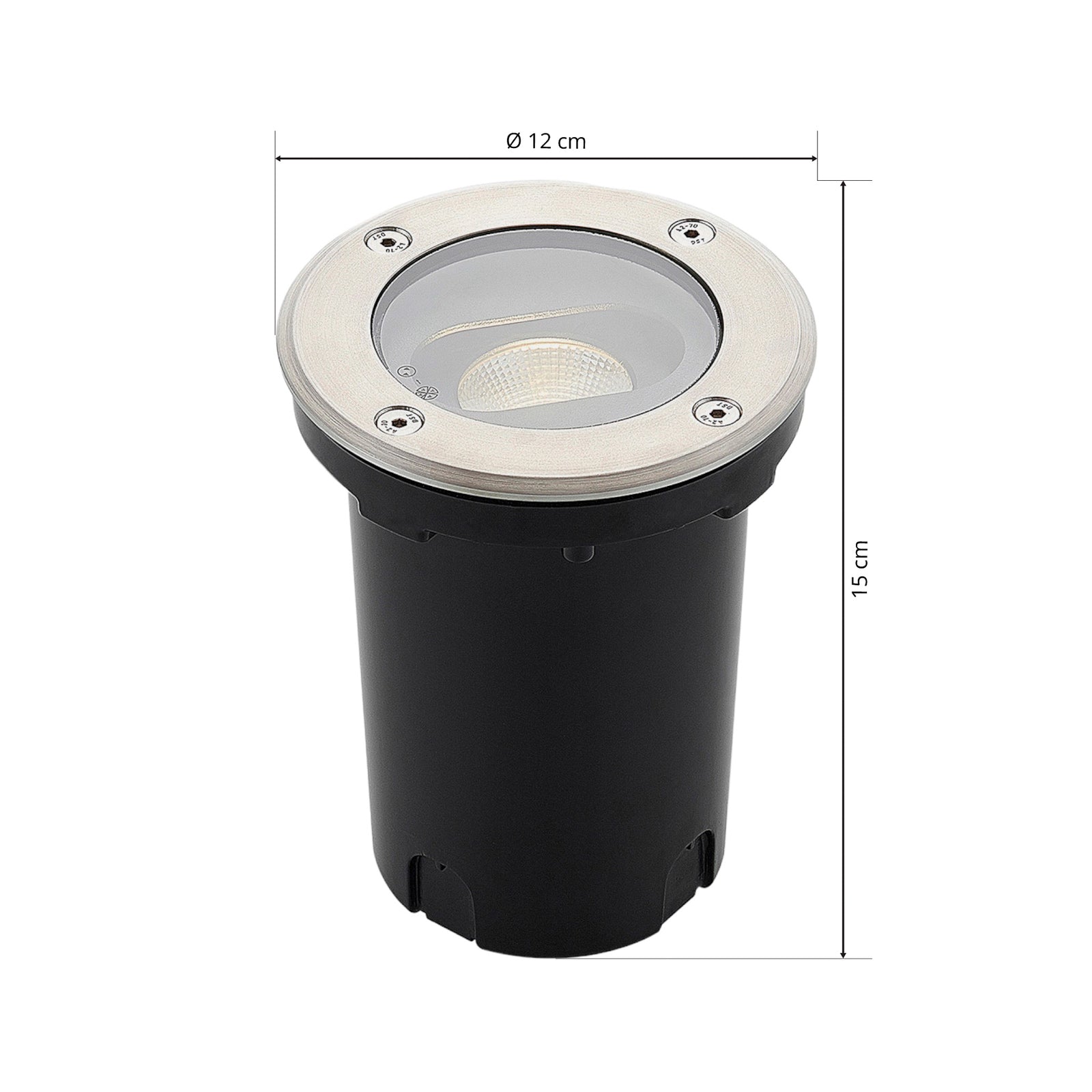 Oversikt over LED bakkespot Doris rund rustfritt stål Ø12 cm