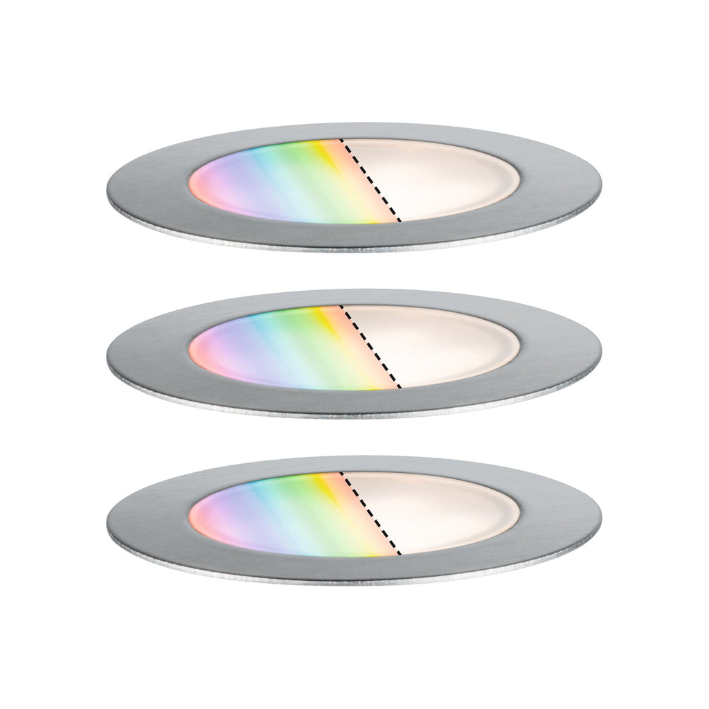 LED bakkespot Floor 3-pk RGBW Zigbee rustfritt stål IP67 forfra