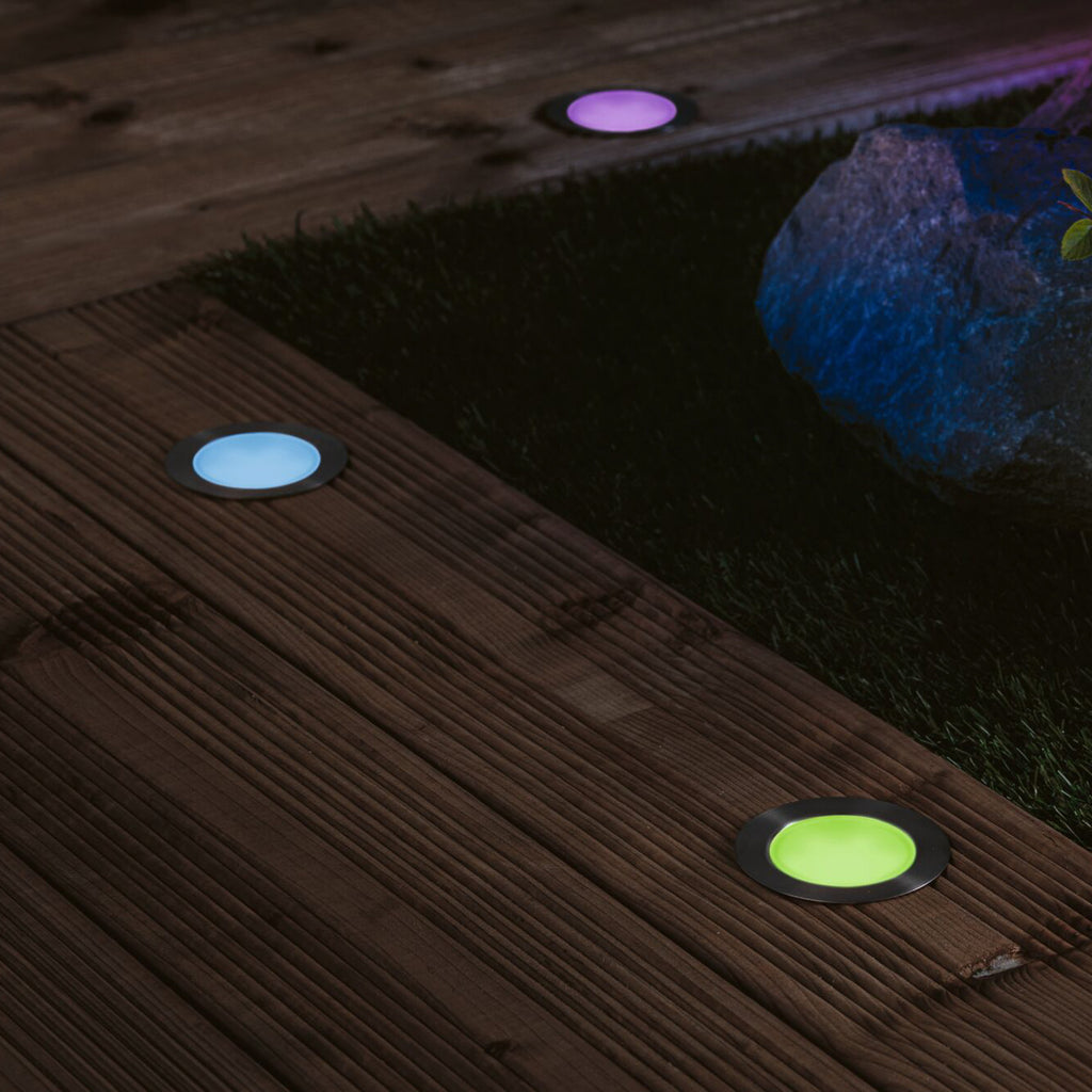 LED bakkespot Floor 3-pk RGBW Zigbee rustfritt stål IP67 bakside