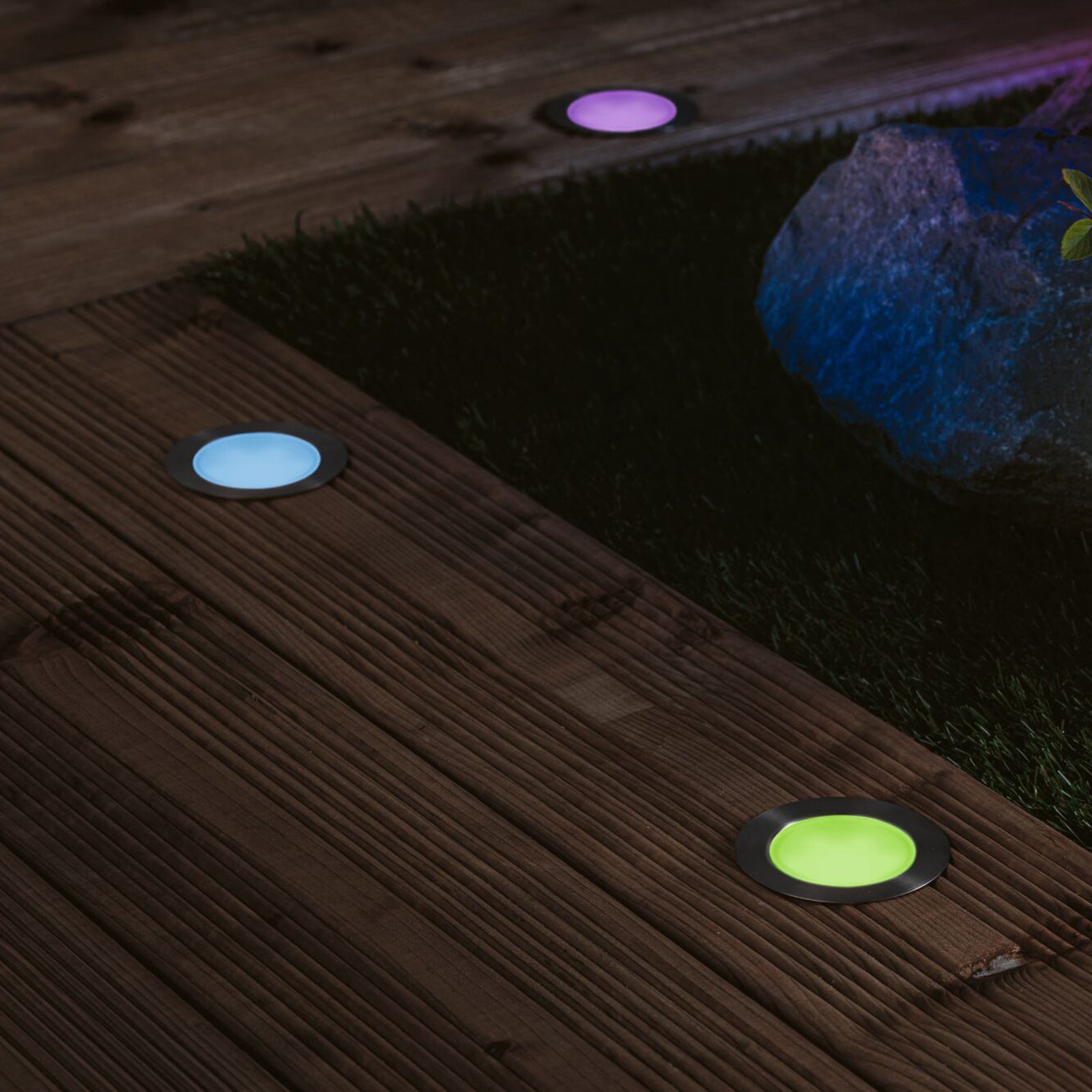 LED bakkespot Floor 3-pk RGBW Zigbee rustfritt stål IP67 bakside