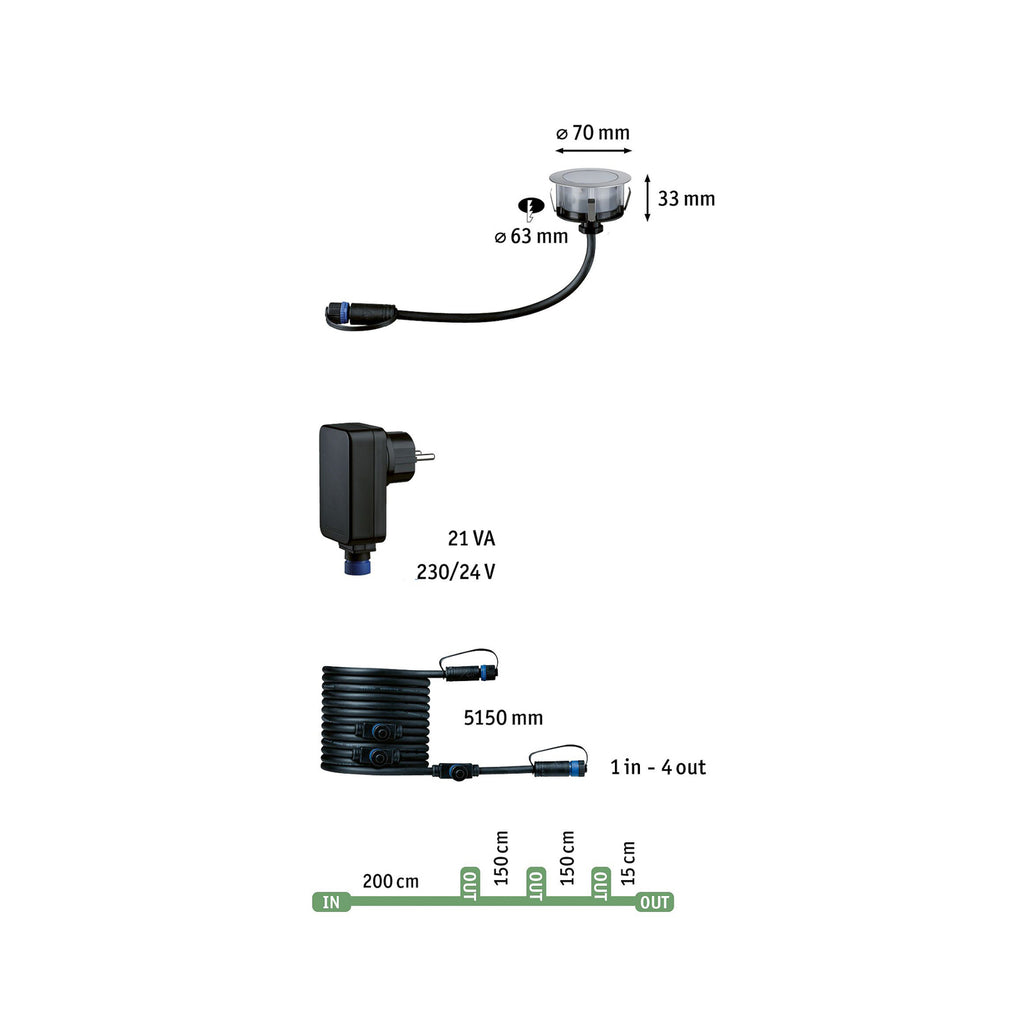 LED bakkespot Floor 3-pk RGBW Zigbee rustfritt stål IP67 lysfargevalg