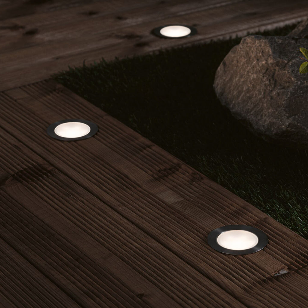 LED bakkespot Floor 3-pk RGBW Zigbee rustfritt stål IP67 trafo og kabel