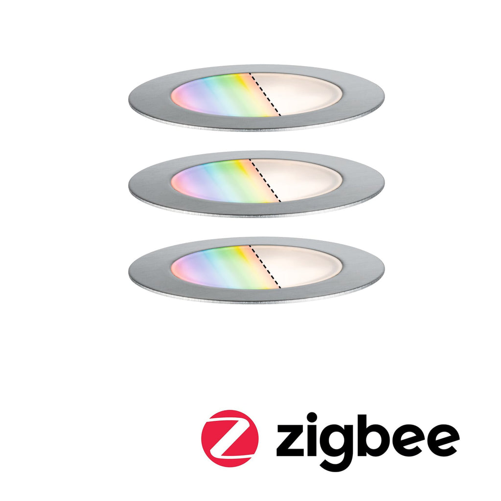 LED bakkespot Floor 3-pk RGBW Zigbee rustfritt stål IP67 installasjon