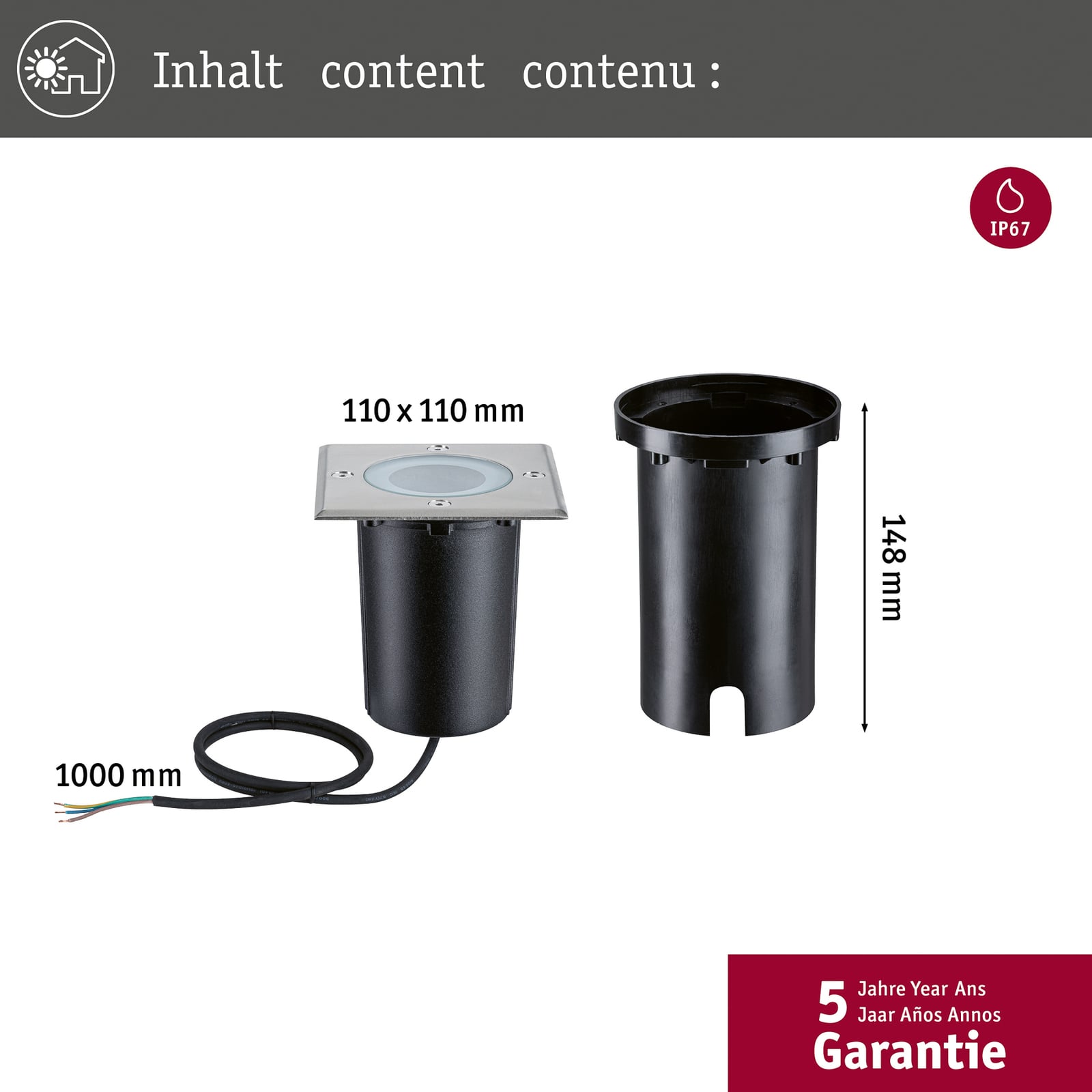 Montert LED bakkespot Floor firkantet RGBW Zigbee dimbar IP67 - Paulmann i uteområde