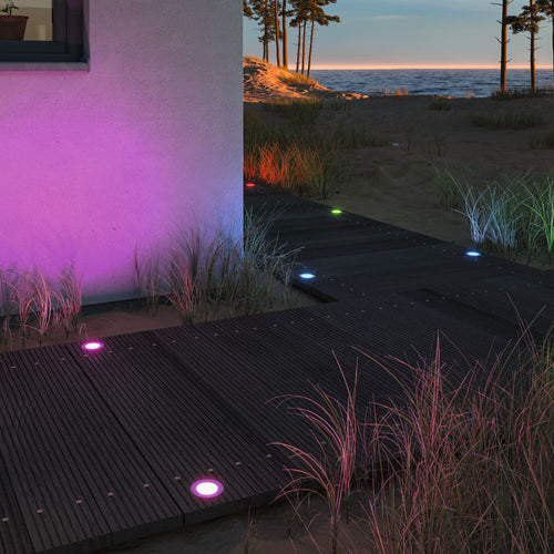 LED bakkespot Floor RGBW Zigbee rustfritt stål IP67 Ø7 cm bakside