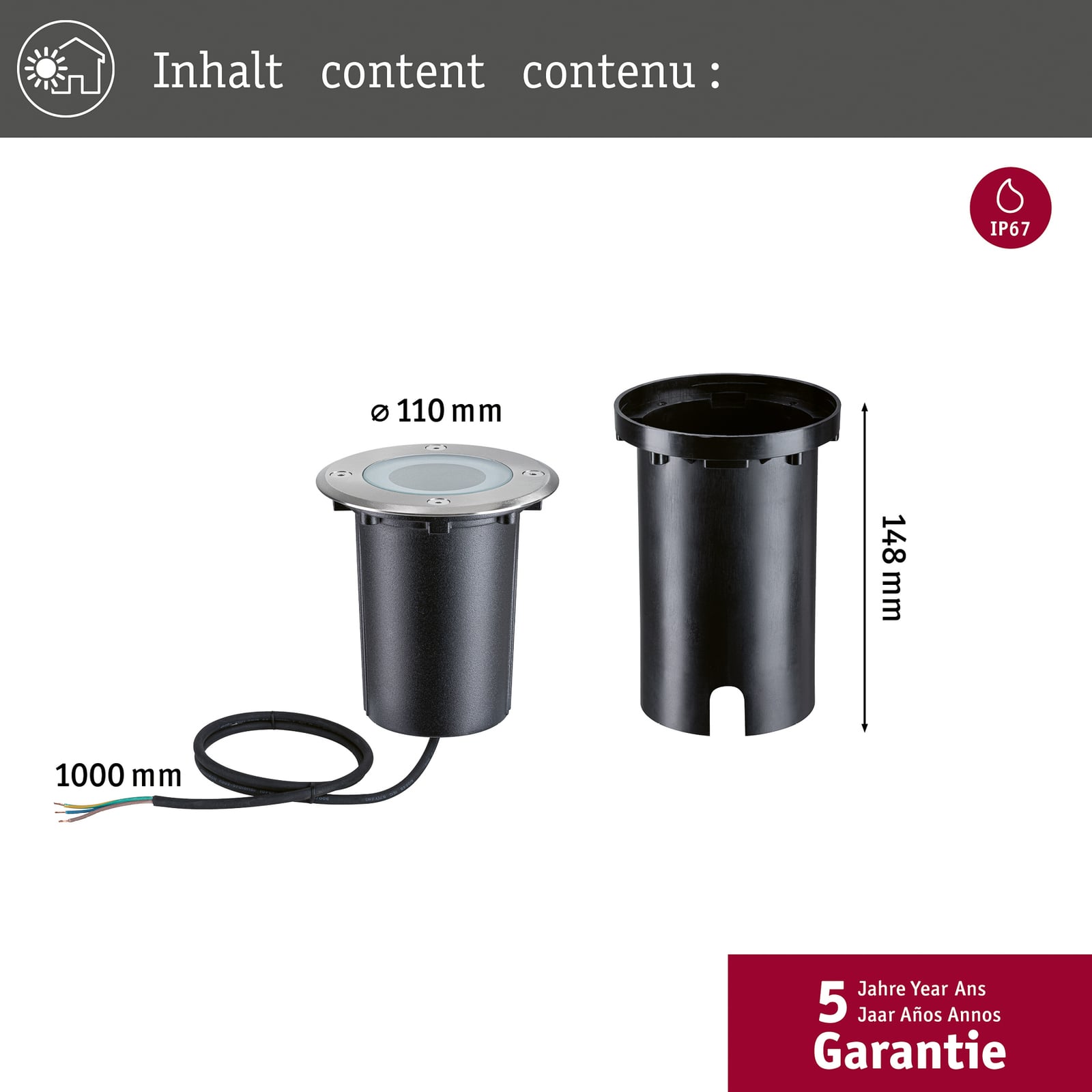 LED bakkespot Floor rund RGBW Zigbee dimbar IP67 side