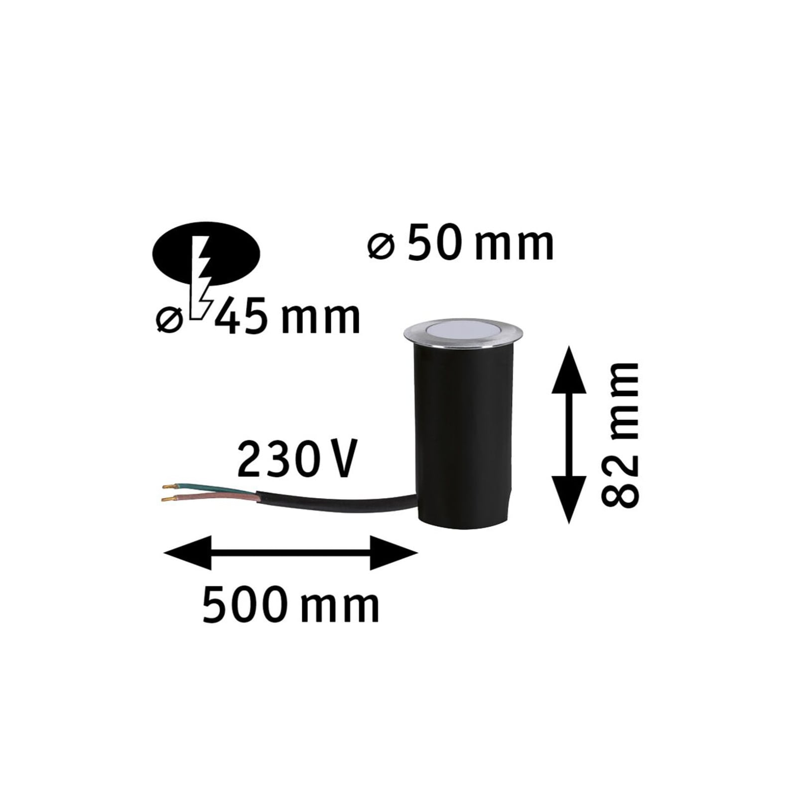 LED bakkespot Goldlicht Ø5 cm 2200K varmhvit IP67 Paulmann detalj
