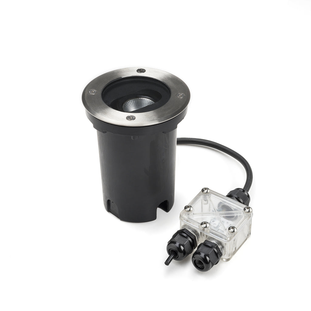 LED bakkespot Ground Spot aluminium Ø12 cm IP67 nærbilde av lyskilde