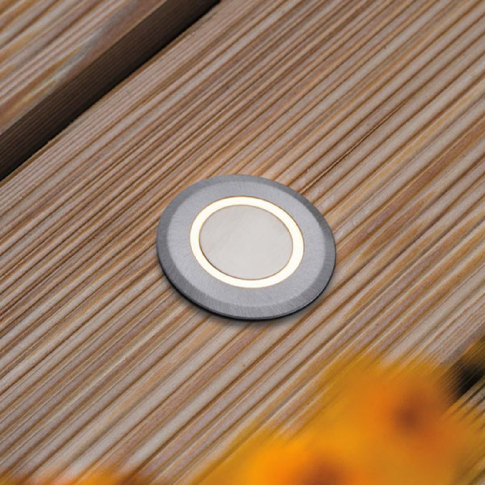LED bakkespot House rund børstet stål Ø5 cm front