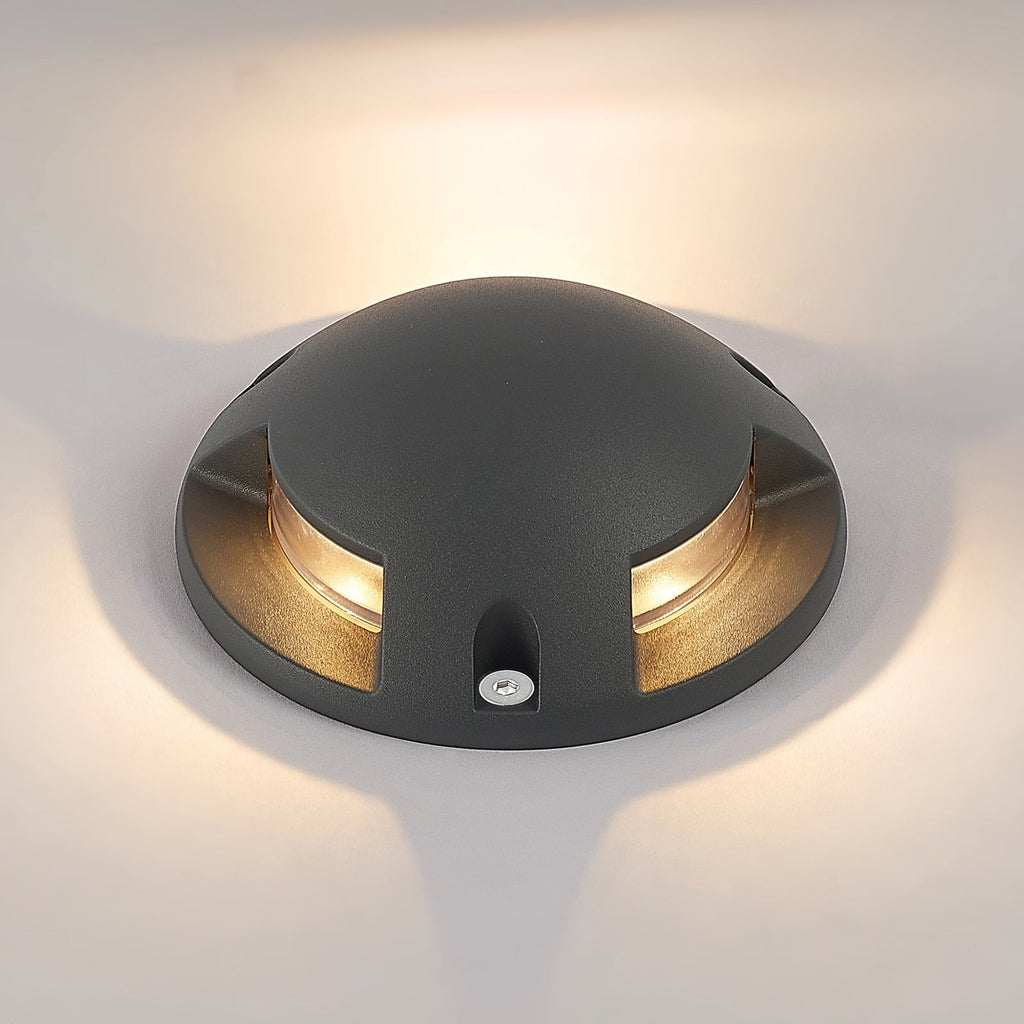 LED bakkespot Huban 3-lys aluminium Ø15 cm detalj av lampe