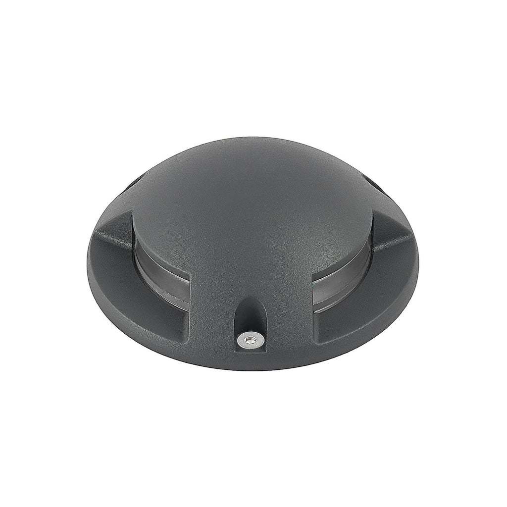 LED bakkespot Huban 3-lys aluminium Ø15 cm montert i uteområde