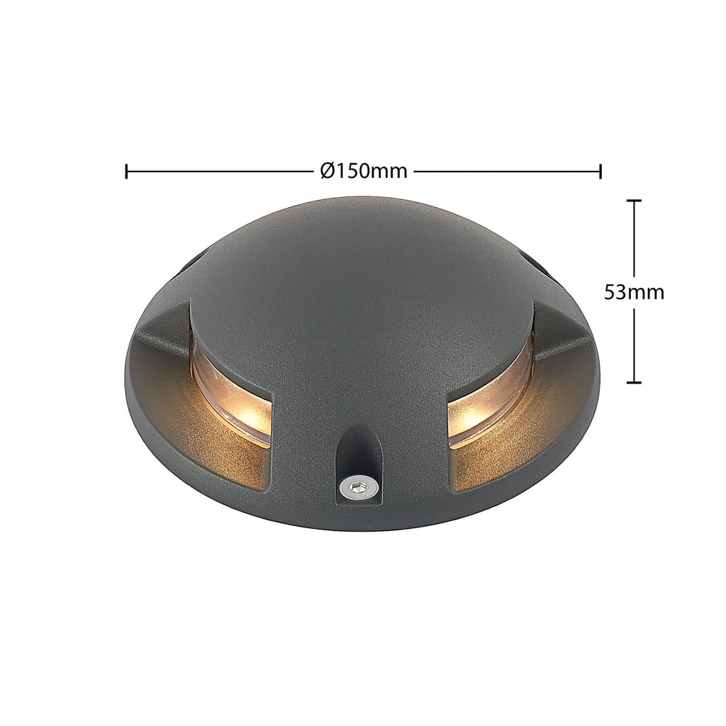 LED bakkespot Huban 3-lys aluminium Ø15 cm nærbilde av LED-lys