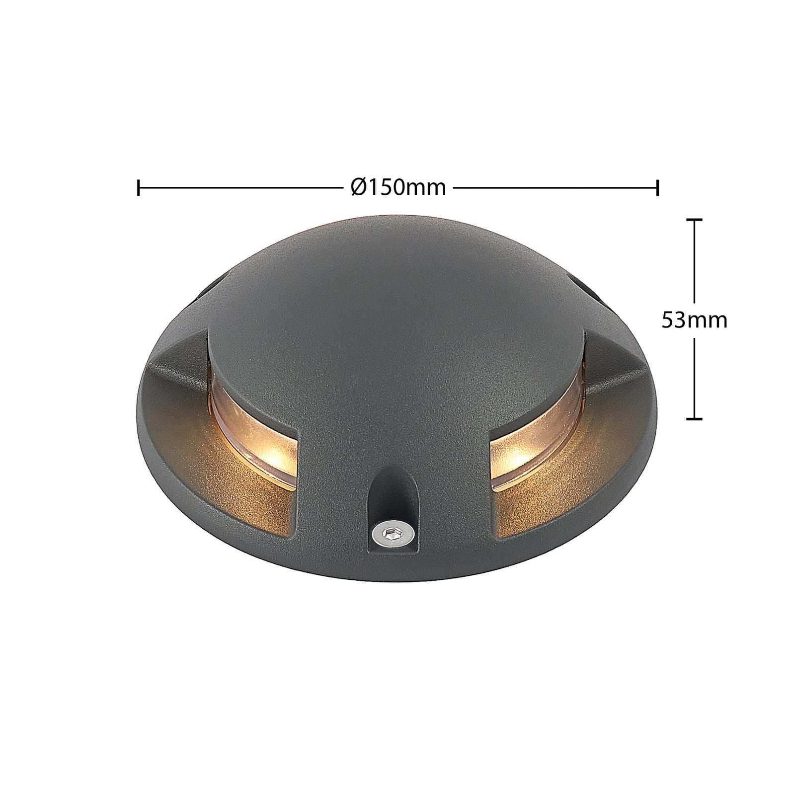 LED bakkespot Huban 3-lys aluminium Ø15 cm nærbilde av LED-lys