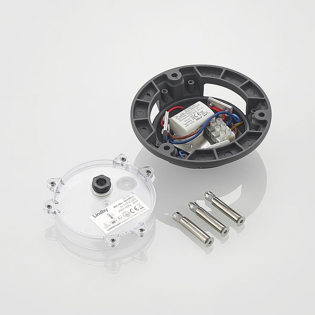 LED bakkespot Huban 3-lys aluminium Ø15 cm lyseffekt på bakken