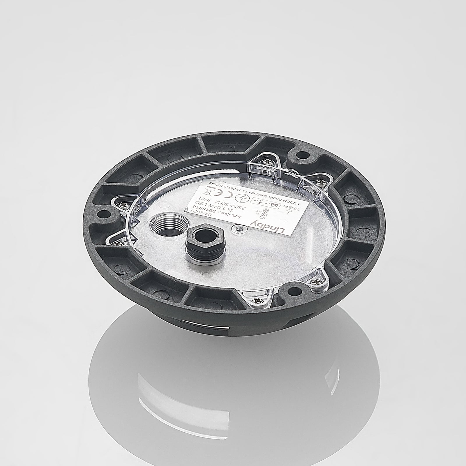 LED bakkespot Huban 3-lys aluminium Ø15 cm installasjon