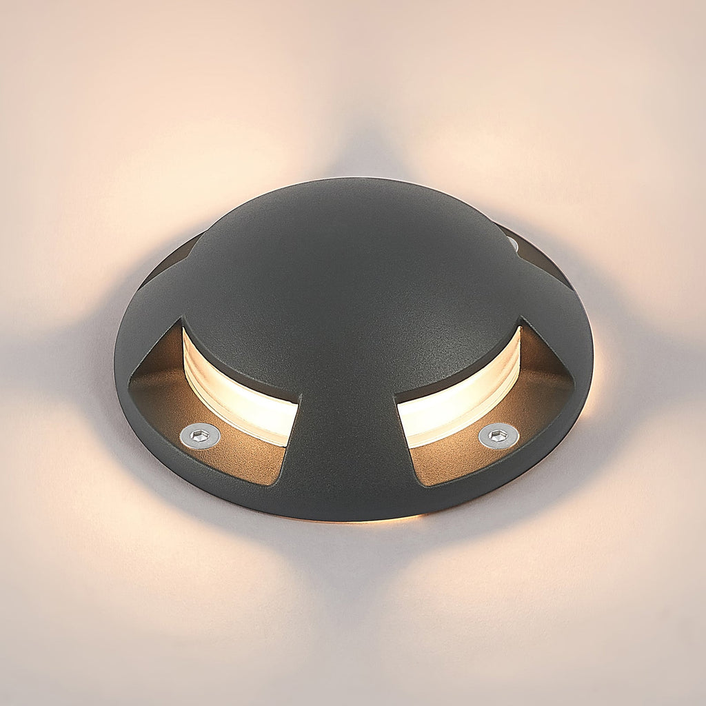 Detalj av LED bakkespot Huban 4-lys aluminium Ø15 cm IP67