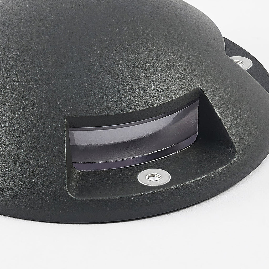 LED bakkespot Huban 4-lys aluminium Ø15 cm IP67 sett fra siden