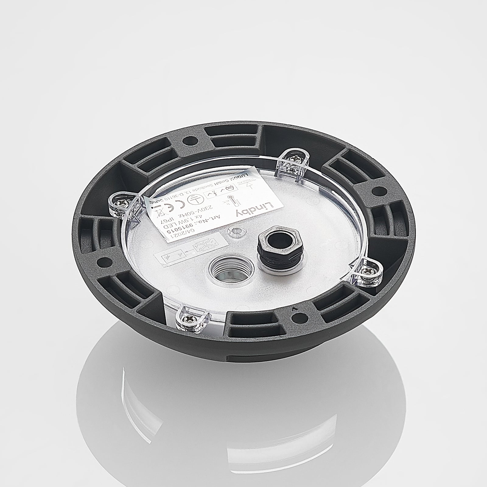 LED bakkespot Huban 4-lys aluminium Ø15 cm IP67 detalj av material
