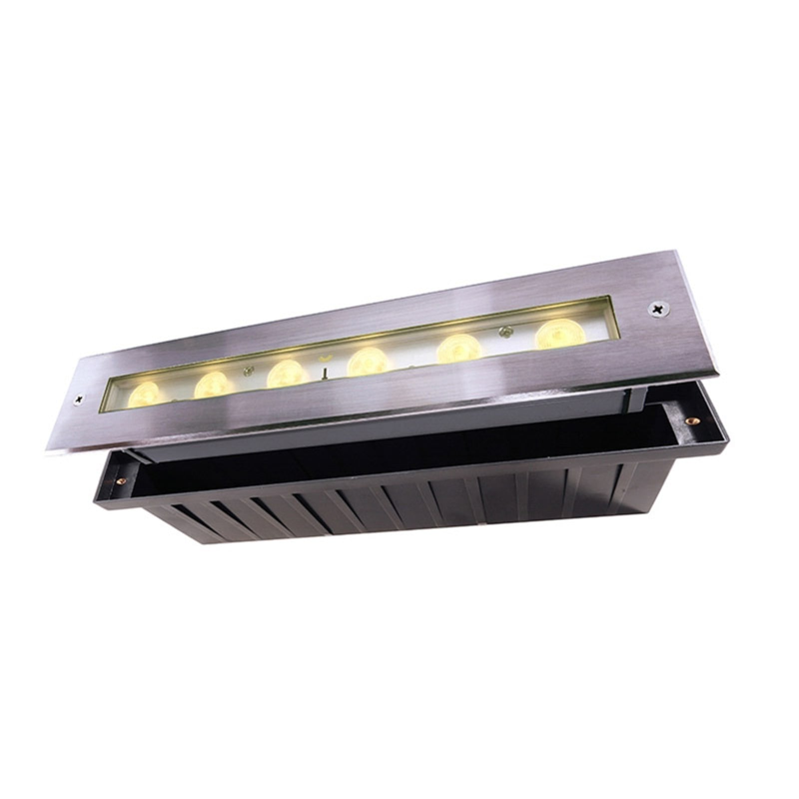 LED bakkespot Jeremia rustfritt stål 32,8 cm forfra
