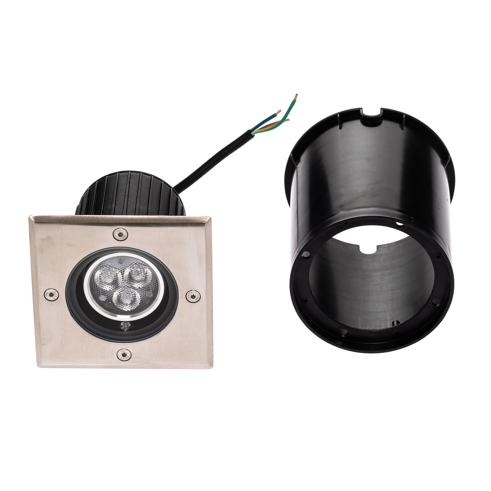 LED bakkespot Jos svingbar rustfritt stål 12,5 cm IP67 med innfellingsboks