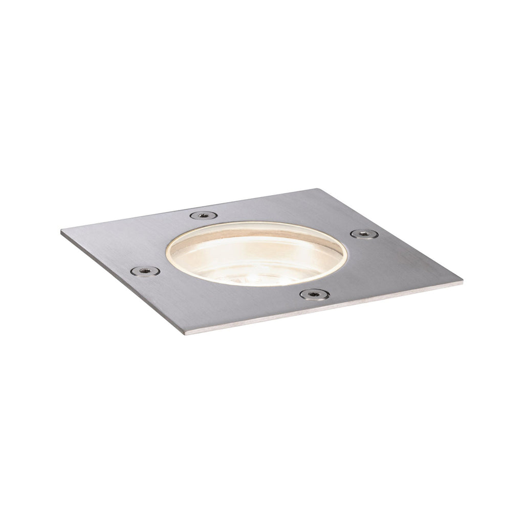 LED bakkespot kvadratisk rustfritt stål 10x10 cm dimbar IP65 Paulmann forfra