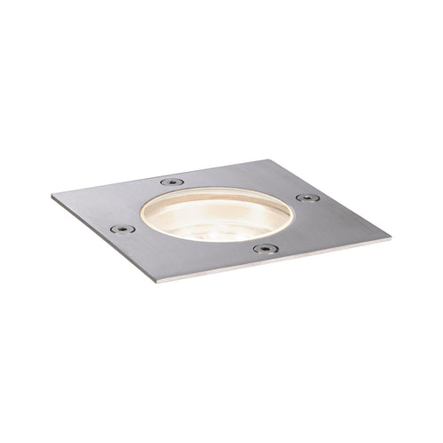 LED bakkespot kvadratisk rustfritt stål 10x10 cm dimbar IP65 Paulmann forfra
