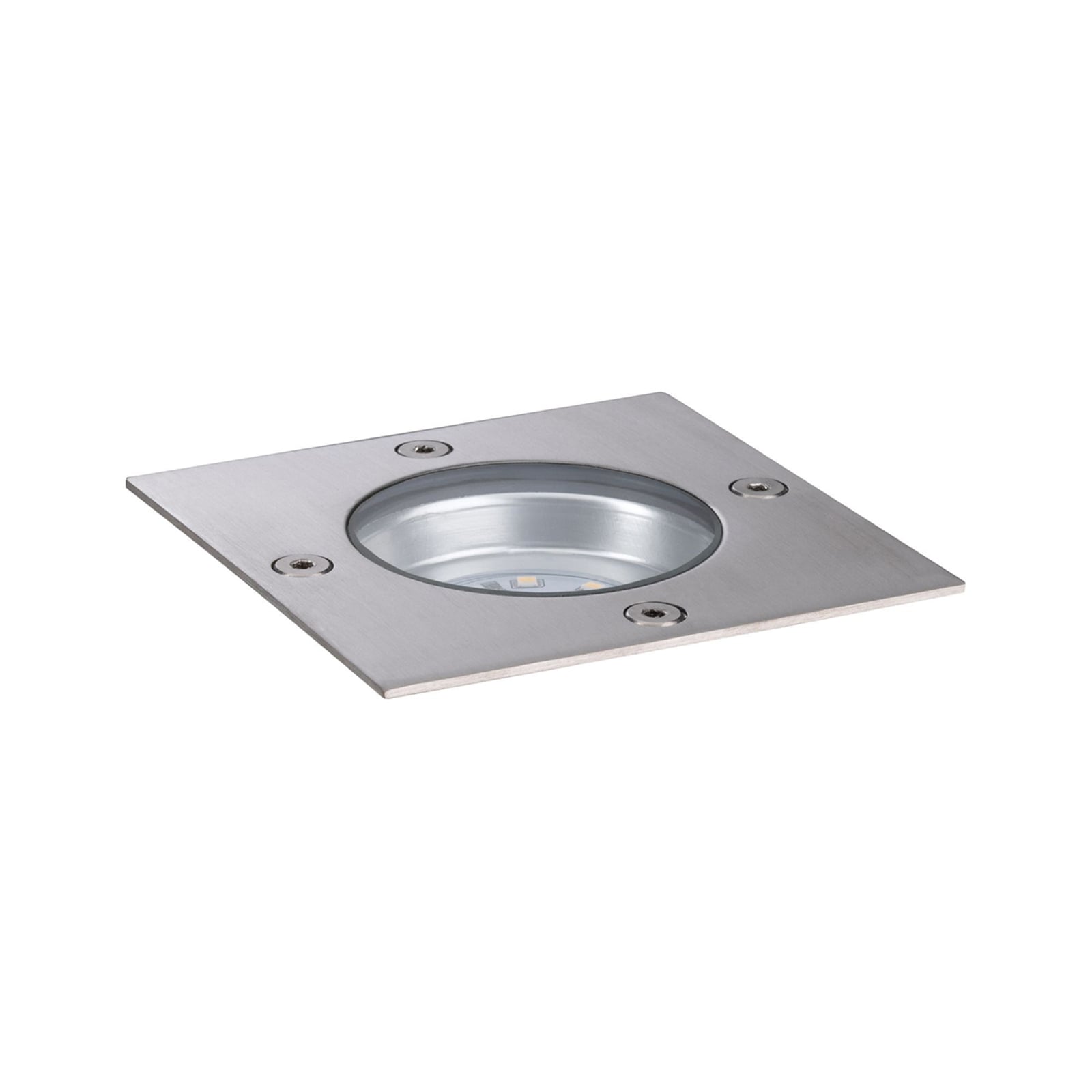 LED bakkespot kvadratisk rustfritt stål 10x10 cm dimbar IP65 Paulmann bakside