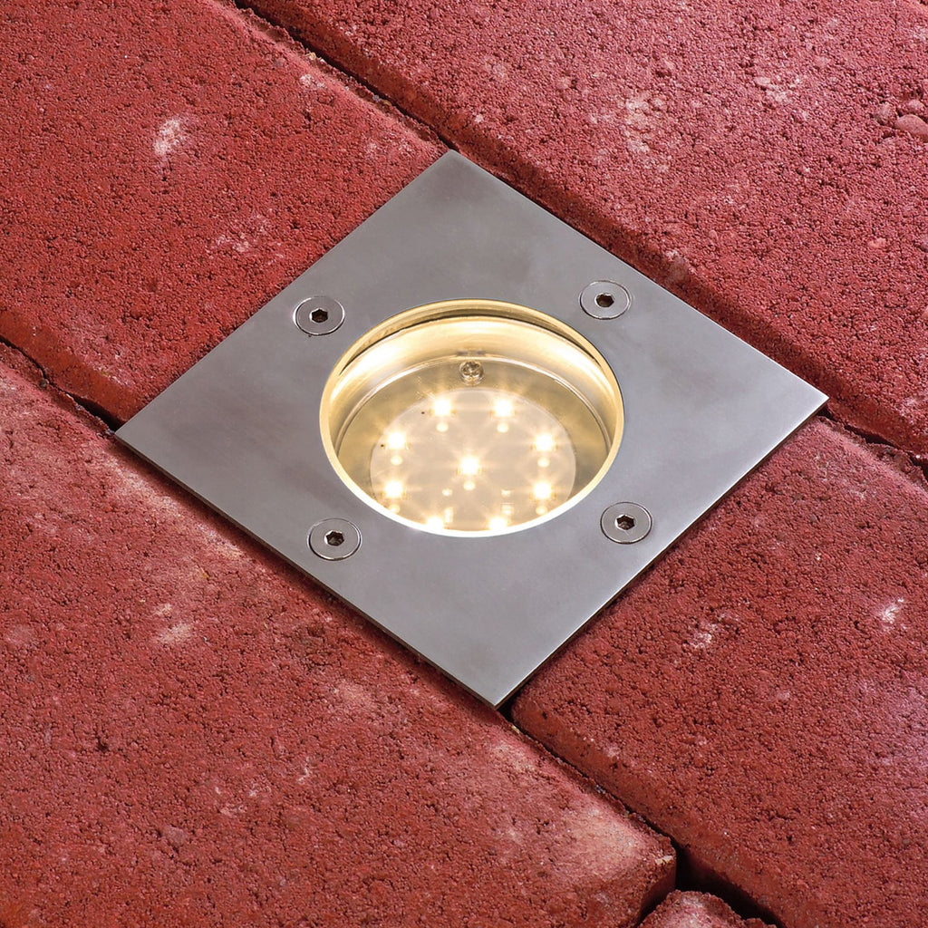 Detalj av LED bakkespot kvadratisk rustfritt stål 10x10 cm dimbar IP65 Paulmann