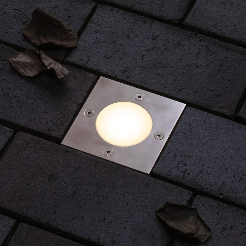 LED bakkespot kvadratisk rustfritt stål 10x10 cm dimbar IP65 - Paulmann