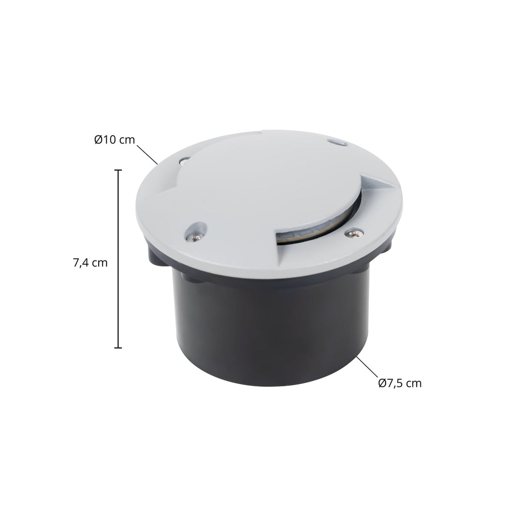 LED bakkespot Nandita sølv Ø10 cm IP65 montert i hage
