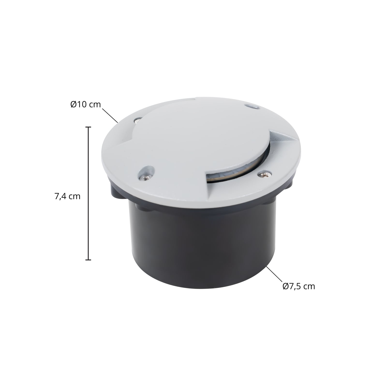 LED bakkespot Nandita sølv Ø10 cm IP65 montert i hage