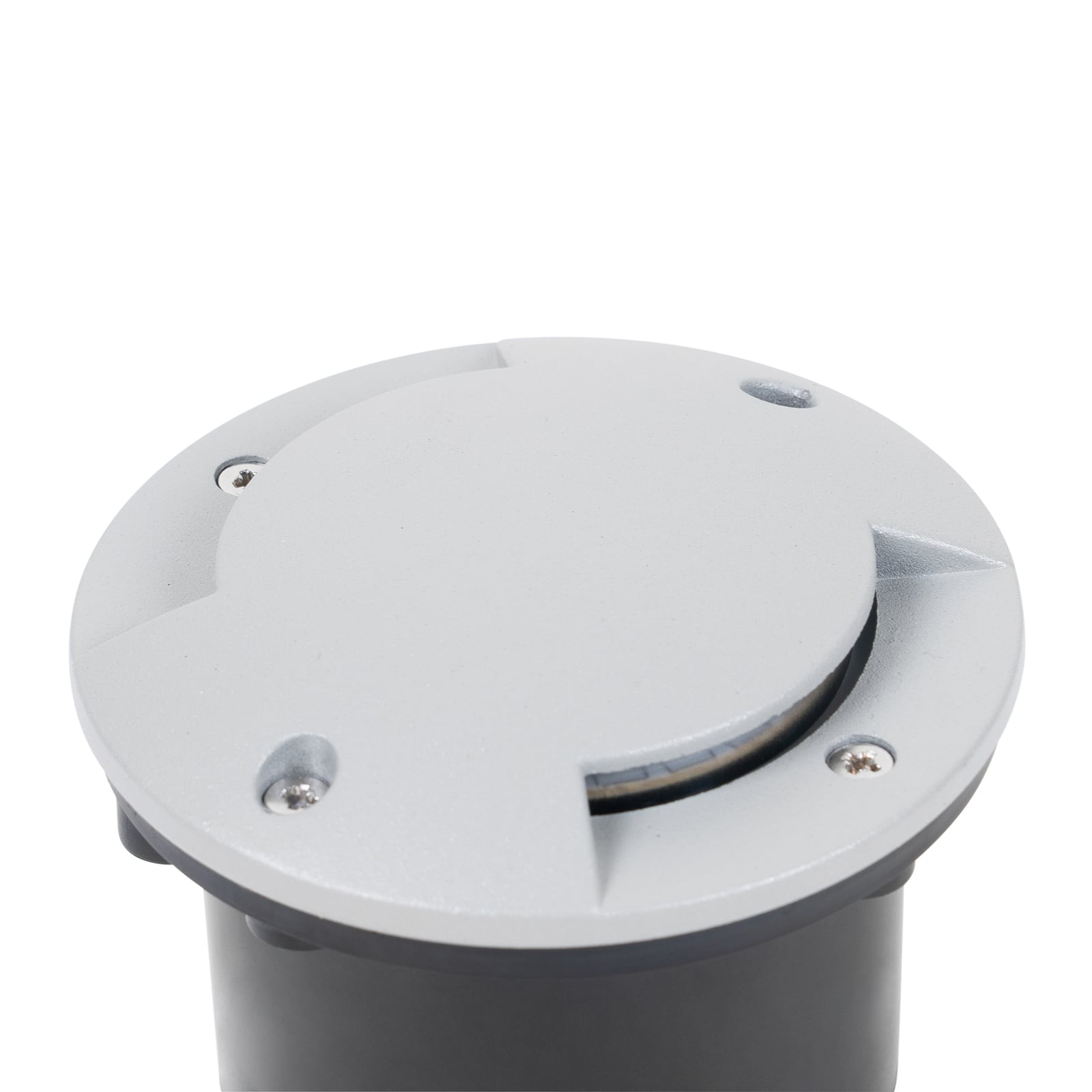 LED bakkespot Nandita sølv Ø10 cm IP65 nærbilde av lampe