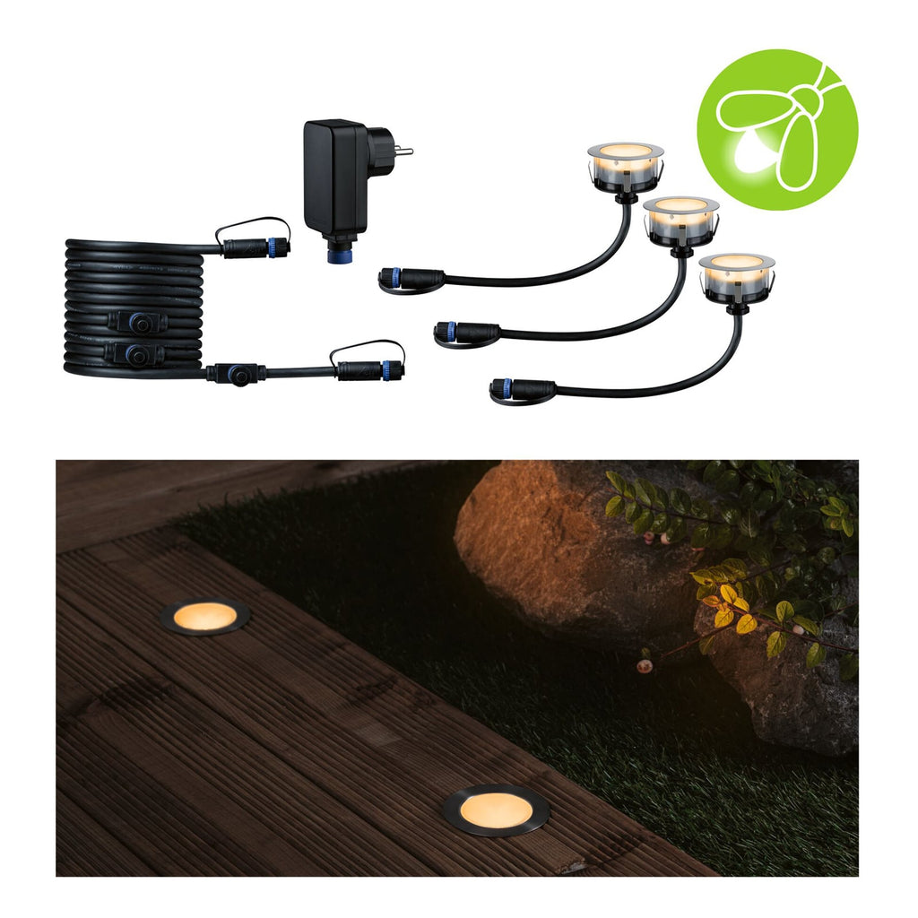 LED bakkespot Plug & Shine 3-pack dimbar Ø7 cm IP67 Paulmann tilkobling