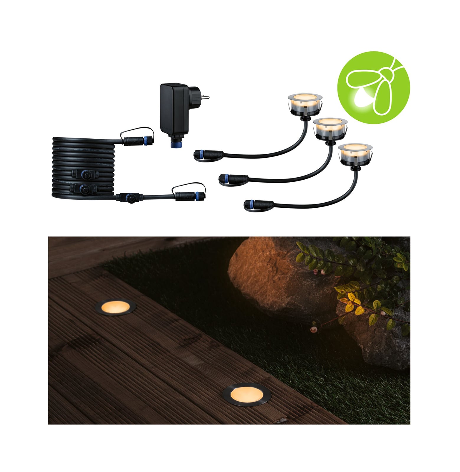 LED bakkespot Plug & Shine 3-pack dimbar Ø7 cm IP67 Paulmann forfra
