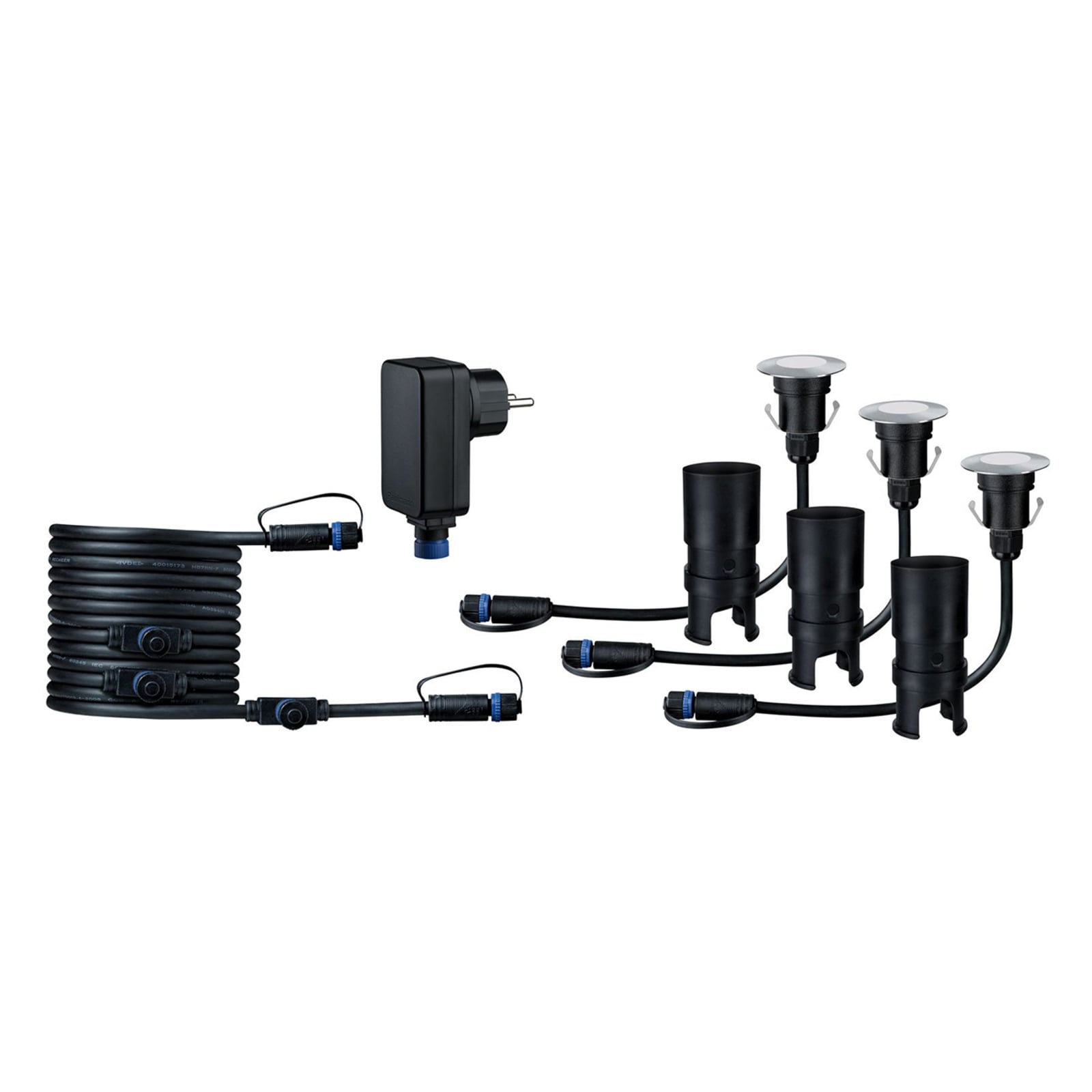 LED bakkespot Plug & Shine Mini 3-pk basissett dimbar IP65 detalj av ramme