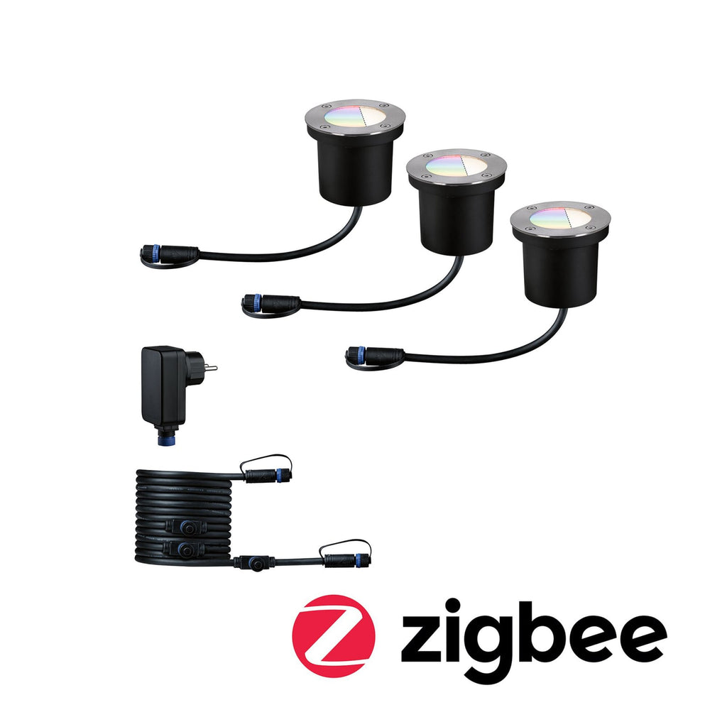 LED bakkespot Plug & Shine ZigBee RGBW 3-pk dimbar IP65 forfra