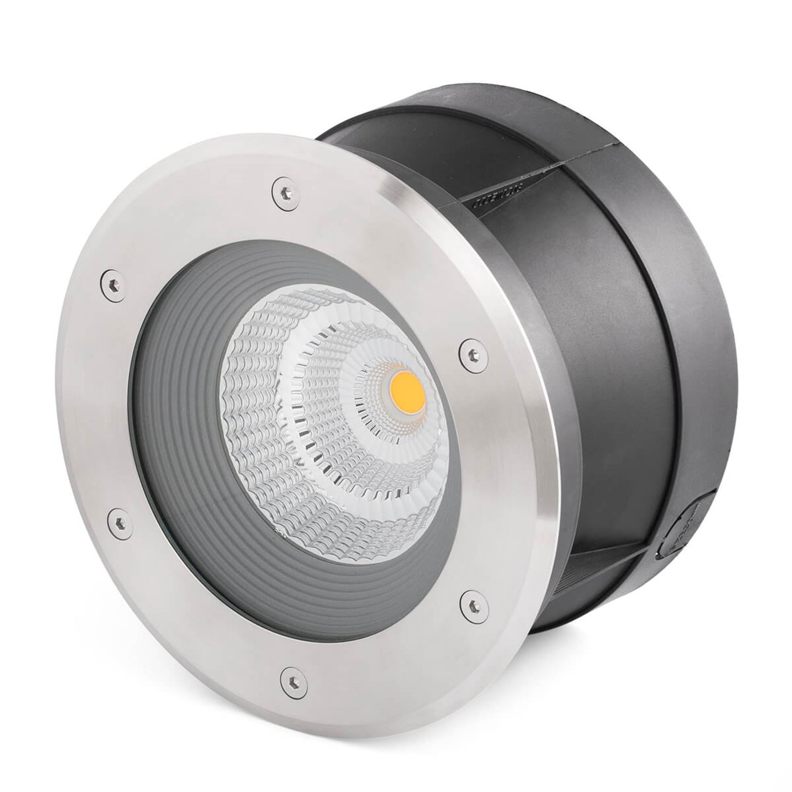 LED bakkespot Suria-24 rund matt nikkel sett forfra