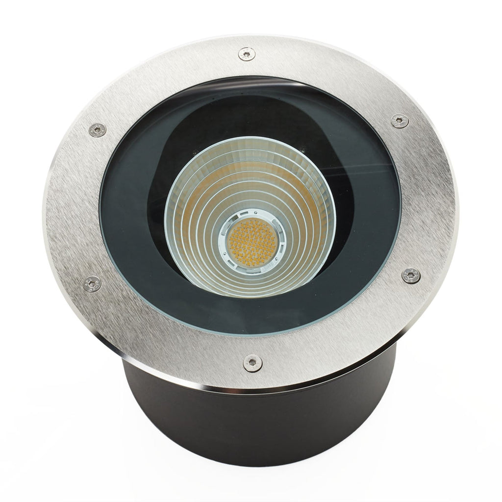 LED bakkespot Titus svingbar rustfritt stål Ø28 cm bakside
